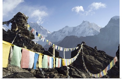 Prayer flags, Gokyo, Solu Khumbu Everest Region, Himalayas, Nepal