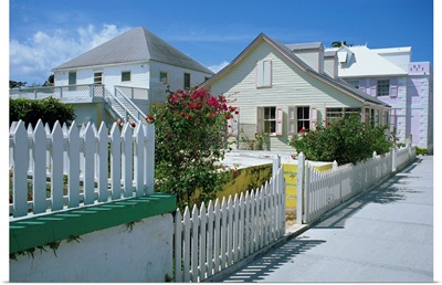Quiet street scene and houses, Green Turtle Cay, Bahamas, West Indies