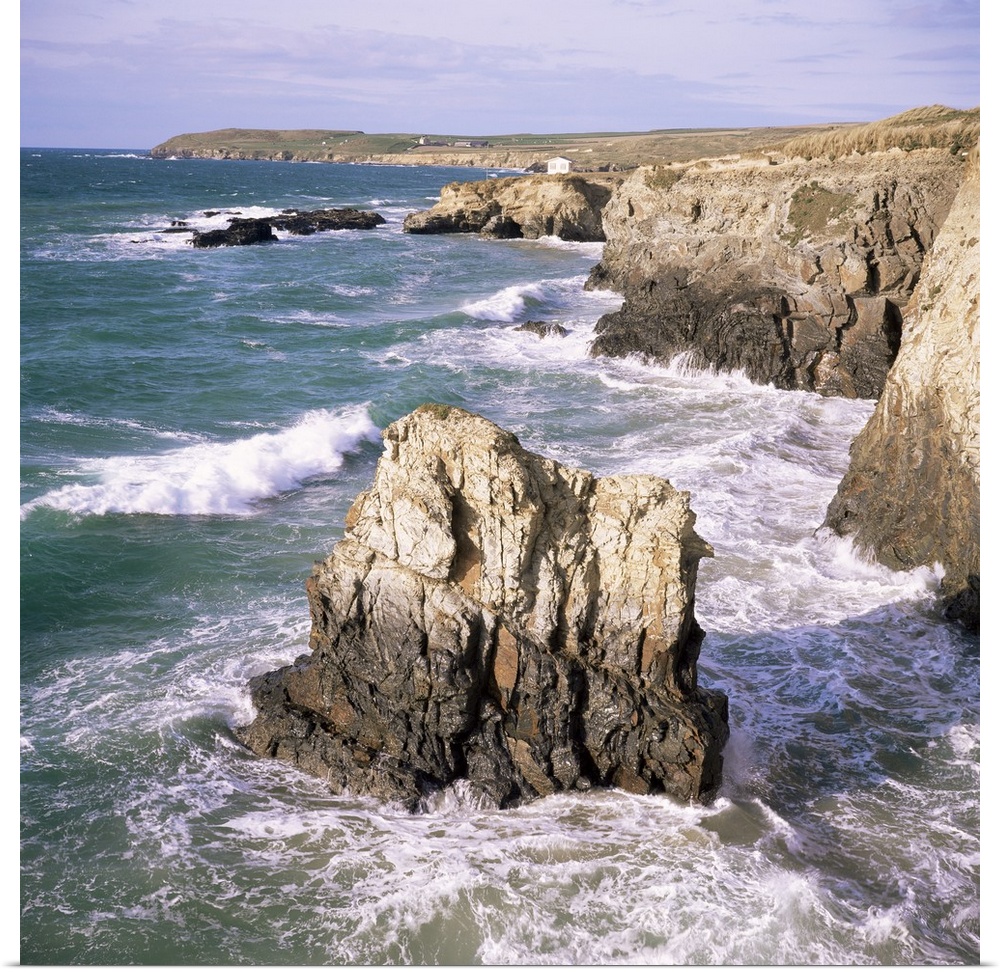 Rocks and sea, Gwithian, Cornwall, England, United Kingdom, Europe