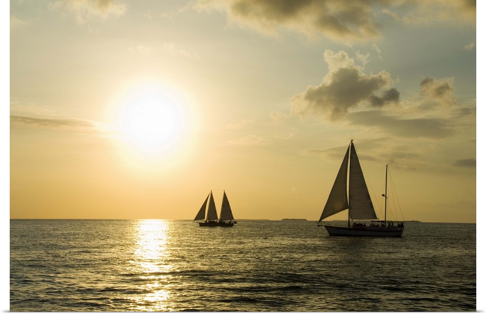 Sailboats at sunset, Key West, Florida