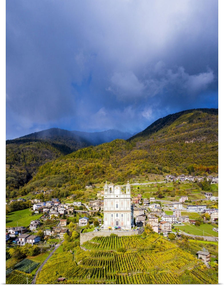 Santa Casa Church in the vineyards, Tresivio, Valtellina, Lombardy, Italy, Europe