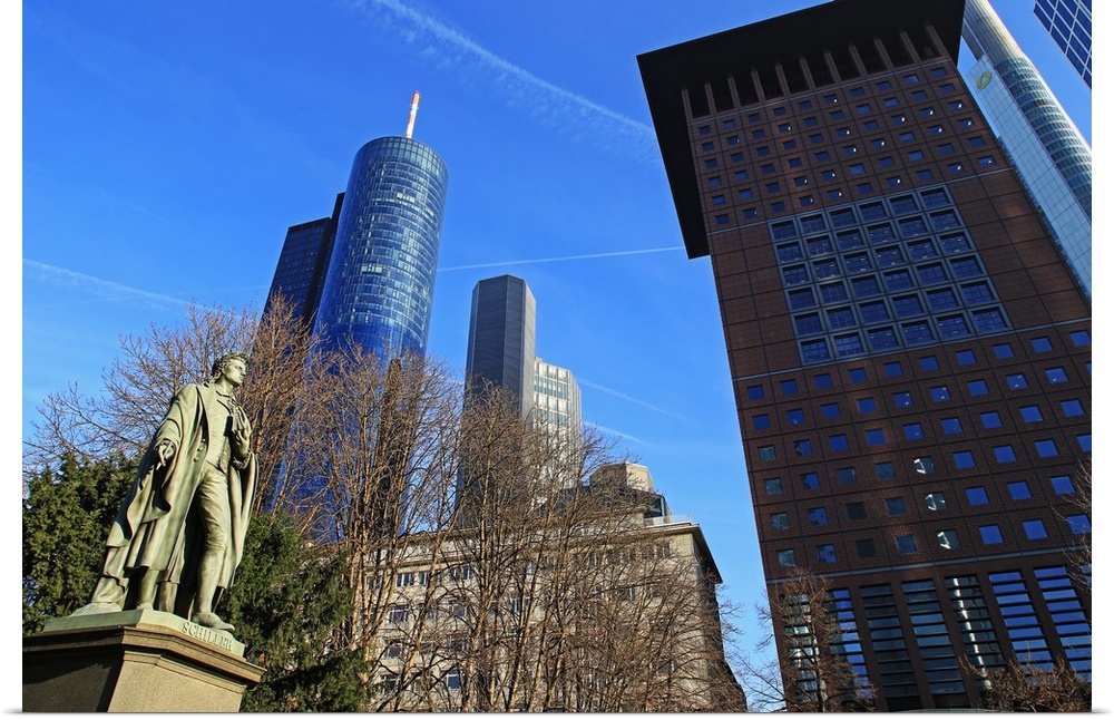 Schiller Monument and Financial District, Frankfurt am Main, Hesse, Germany