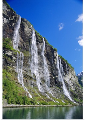 Seven Sisters Falls as seen from ferry, Geiranger Fjord, Norway