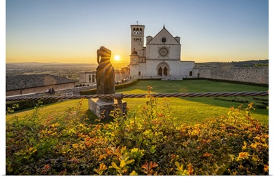 St. Francis Cathedral At Sunset, Assisi, Umbria, Italy
