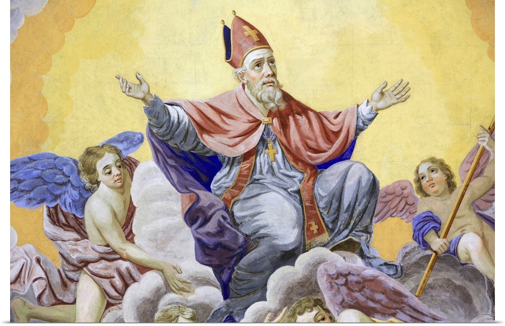 St. Nicolas ascends to heaven, Bishop of Myra, St. Nicolas de Veroce, Rhone-Alpes, France, Europe.