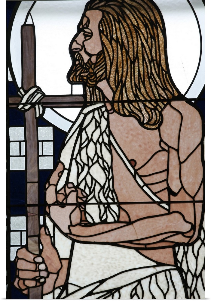 Stained glass by Koloman Moser of Saint Jean, Am Steinhof church (Church Leopold), Vienna, Austria, Europe.