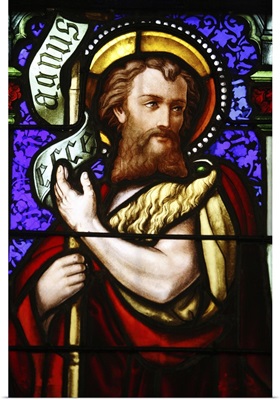 Stained Glass Of St. John The Baptist, In St. Paul's Church, Lyon, Rhone, France, Europe