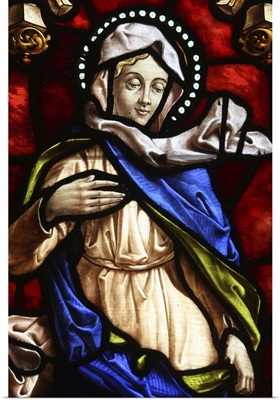 Stained glass of the Virgin Mary, San Jeronimo's church, Madrid, Spain