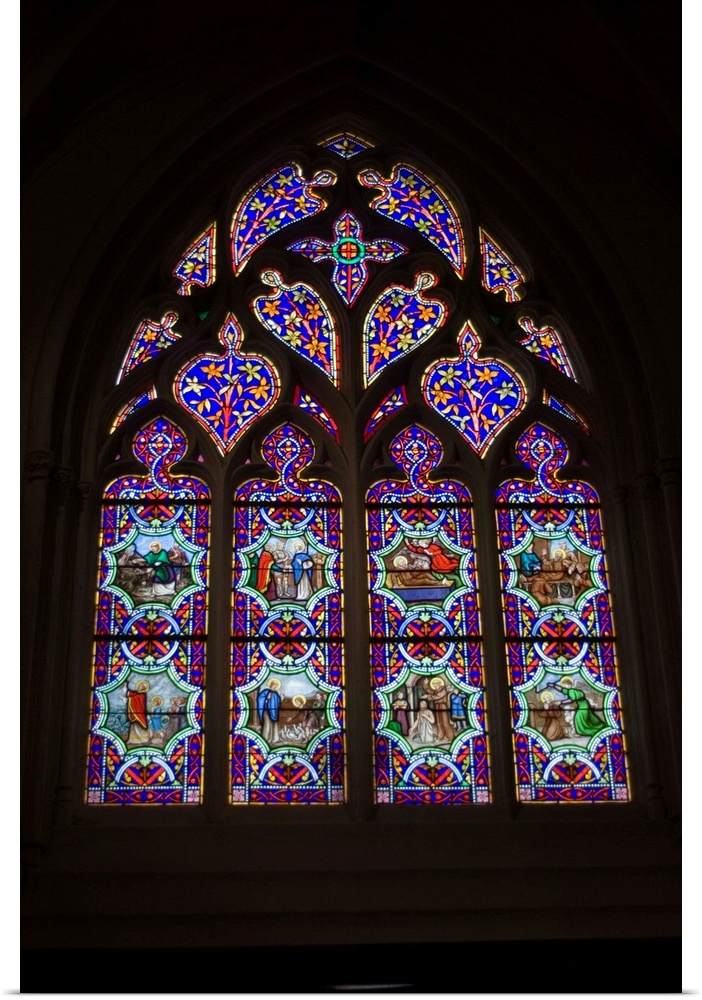 Stained glass window in the Cathedrale St-Corentin, Quimper, Brittany, France