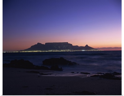 Table Mountain at dusk, Cape Town, South Africa, Africa
