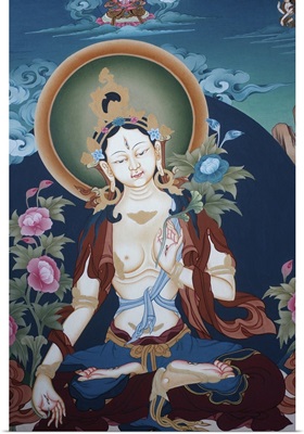 Thangka depicting White Tara goddess, Buddhist symbol of long life, Bhaktapur, Nepal