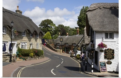 Thatched houses, teashop and pub, Shanklin, Isle of Wight, England
