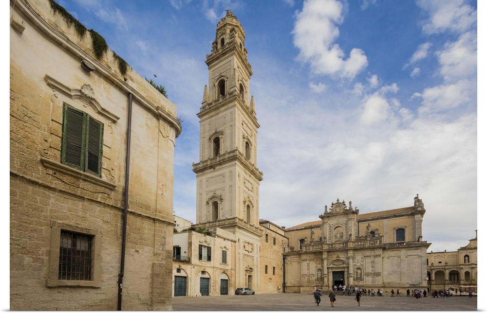 The Baroque style of the ancient Lecce Cathedral in the old town, Lecce, Apulia, Italy