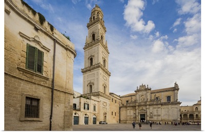 The Baroque style of the ancient Lecce Cathedral in the old town, Lecce, Apulia, Italy