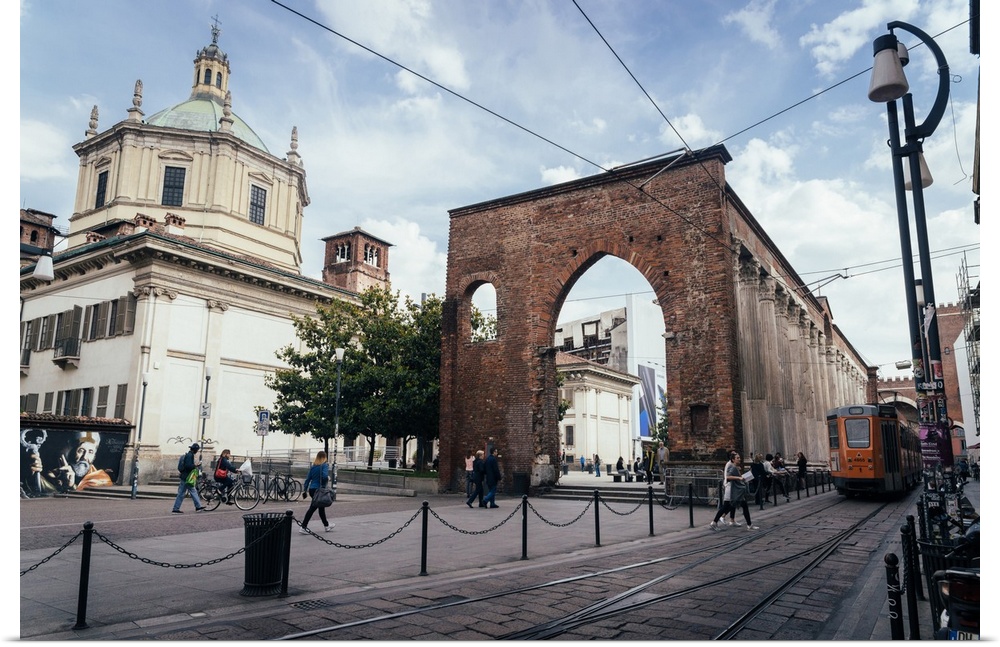 The Basilica of San Lorenzo Maggiore, an important place of Catholic worship, Milan, Lombardy, Italy