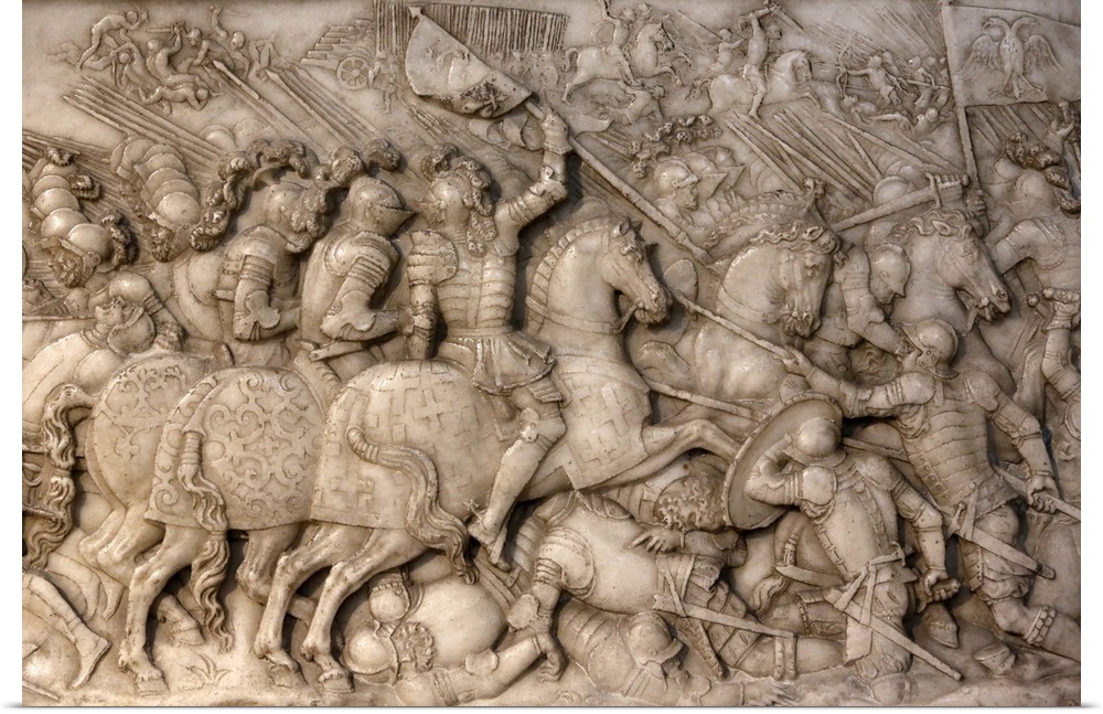 Foundation's low relief on the tomb of Francis 1 King of France and Claude of France depicting the battle of Cerisoles, wi...