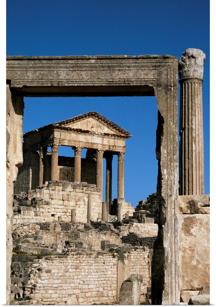 The Capitol, Roman ruins at Dougga, UNESCO World Heritage Site, Tunisia