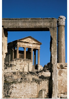 The Capitol, Roman ruins at Dougga, UNESCO World Heritage Site, Tunisia