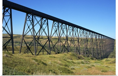 The iron trestle rail bridge at Great Falls, Montana, USA