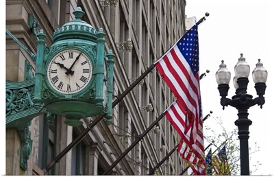 The Marshall Field Building Clock, now Macy's department store, Chicago, Illinois
