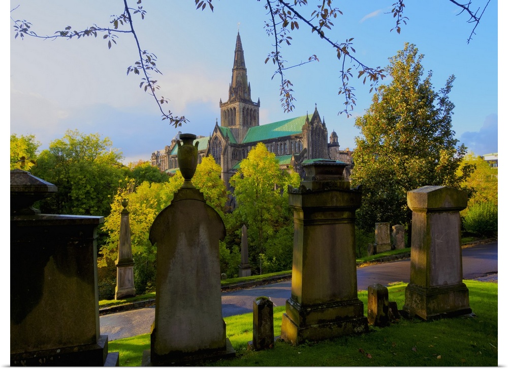 The Necropolis, view towards The Cathedral of St. Mungo, Glasgow, Scotland, United Kingdom, Europe