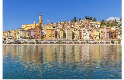 The Old Town With The Saint-Michel-Archange Basilica, Menton, Alpes Maritimes, France