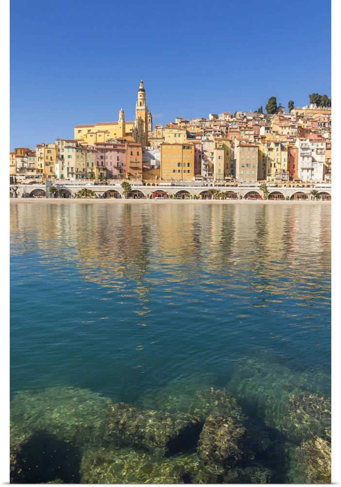 The old town with the Saint-Michel-Archange Basilica, Menton, Alpes Maritimes, Cote d'Azur, French Riviera, Provence, Fran...