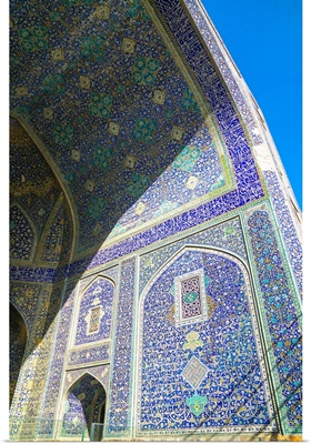 Tiled archway in Isfahan blue, Imam Mosque, Isfahan, Iran