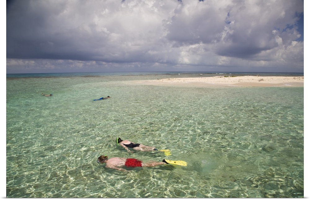 Tourists snorkelling, Bird Island, Belize, Central America