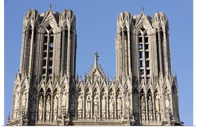 Towers And Kings' Gallery, Reims Cathedral, Reims, Marne, France, Europe