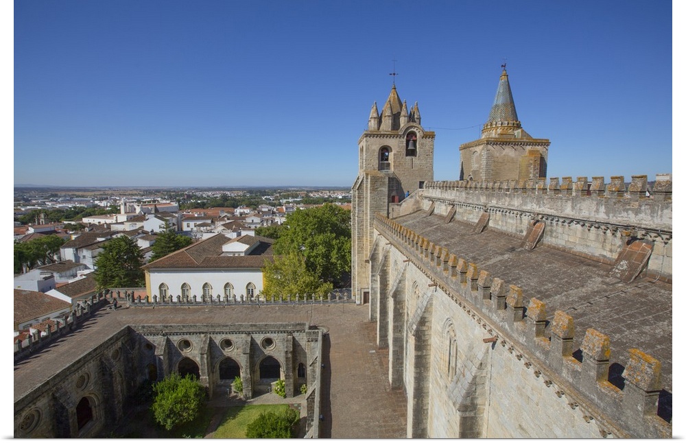 Towers, view from the roof, Evora Cathedral, Evora, UNESCO World Heritage Site, Portugal, Europe