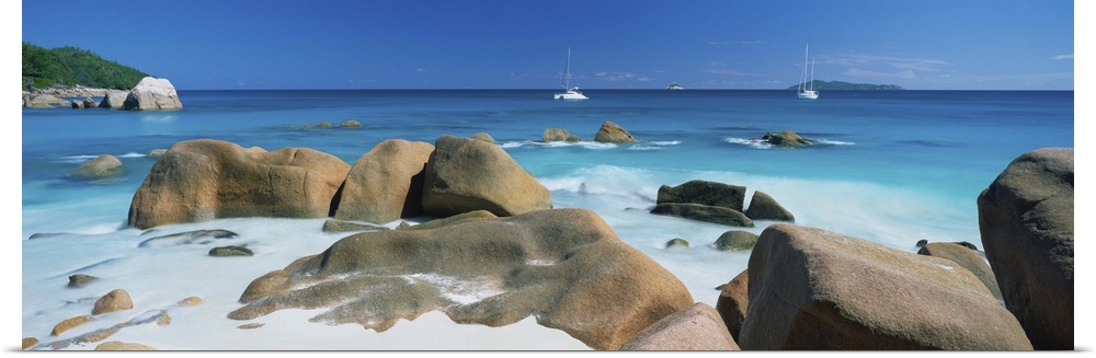 Tropical beach scene, Anse Lazio, Praslin, Seychelles, Indian Ocean, Africa