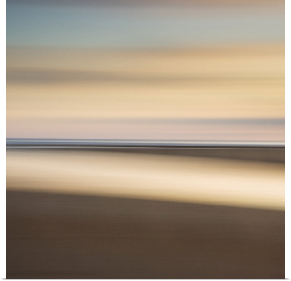 Abstract image of the view from Alnmouth Beach to the North Sea, Alnmouth, Northumberland, England