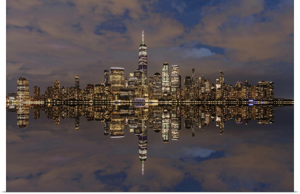 View from Jersey City of Lower Manhattan with the One World Trade Center, New York City, New York State, United States of ...