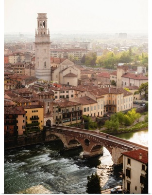 View Of Ponte Pietra From Castel San Pietro, Verona, Veneto, Italy
