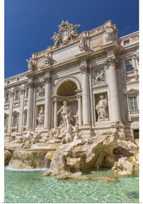 View Of Trevi Fountain In Bright Sunlight, Piazza Di Trevi, Rome, Lazio, Italy, Europe