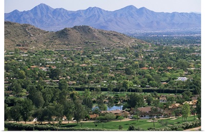 View over Paradise Valley from the slopes of Camelback Mountain, Phoenix, Arizona
