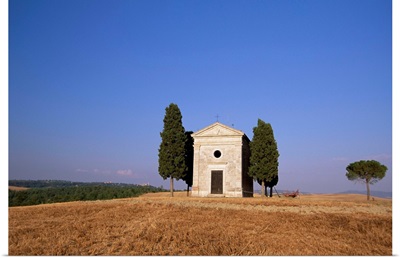 Vitaleta Christian chapel near Pienza, Val d'Orcia, Siena Province, Tuscany, Italy