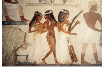 Wall paintings of female musicians in the tomb of Nakht, Thebes, Egypt, Africa