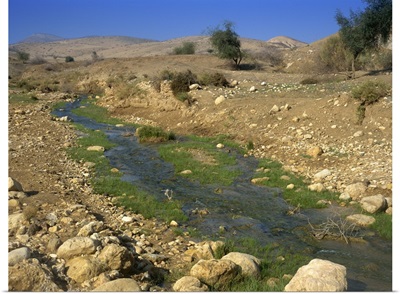 Water stream running through Judean Desert, Israel, Middle East