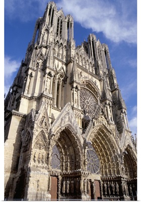 West front of Reims cathedral, Champagne region, France