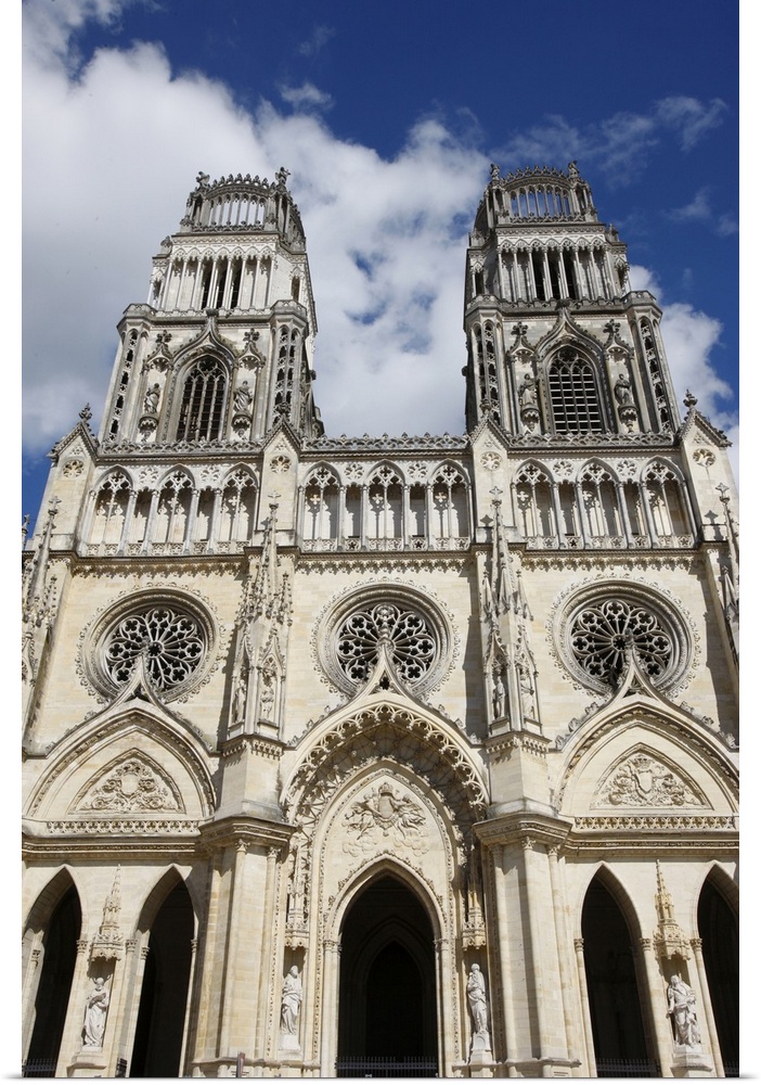 Western facade of Sainte-Croix (Holy Cross) cathedral, Orleans, Loiret, France, Europe.