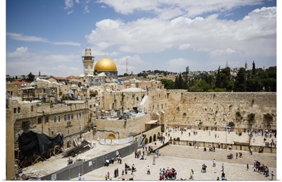 Western Wall and the Dome of the Rock mosque, Jerusalem, Israel, Middle East