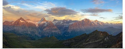 Wetterhorn, Schreckhorn, Finsteraarhorn, Eiger, Monch, And Jungfrau Mountains