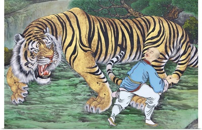 Zen Koan Painting Depicting Monk And Tiger, Seoul, South Korea, Asia