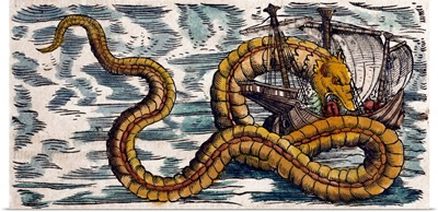 1558 Gessner Sea Serpent attacks ship