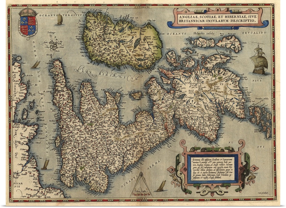 Map of the British Isles, in the 1570 edition of Ortelius Atlas (Theatrum Orbis Terrarum). Abraham Ortelius (1527-1598) wa...