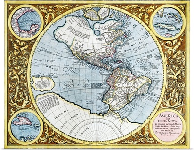17th century map of the New World