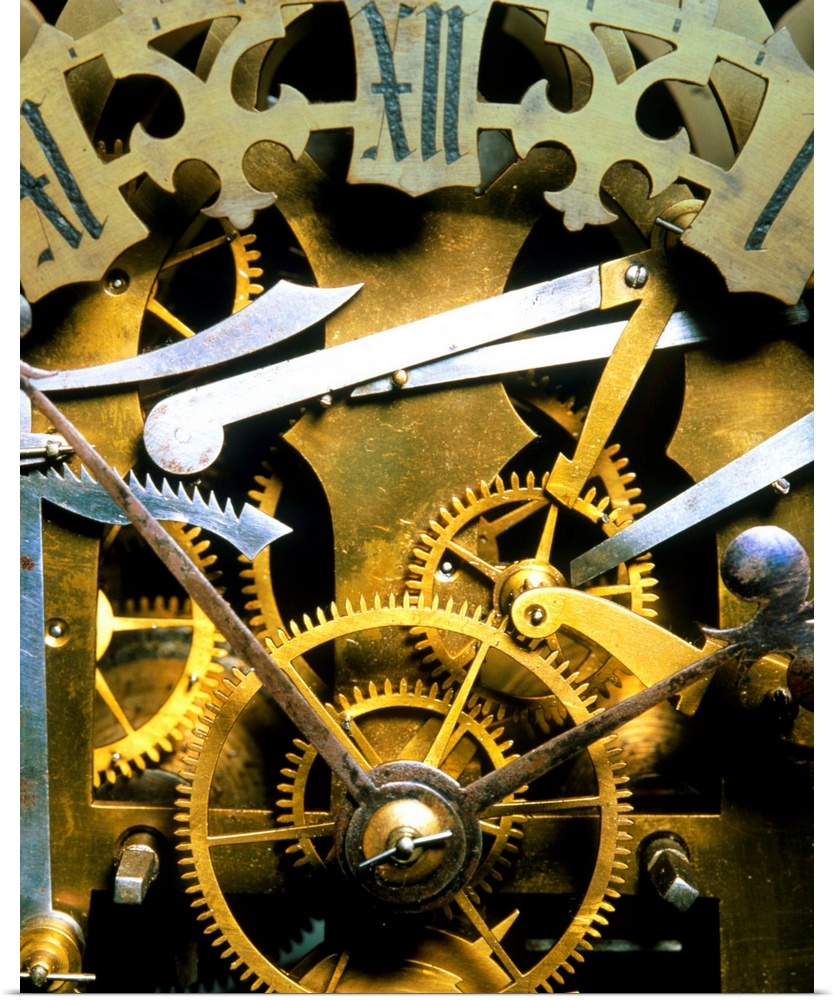 Detail of the mechanism in an antique clock.