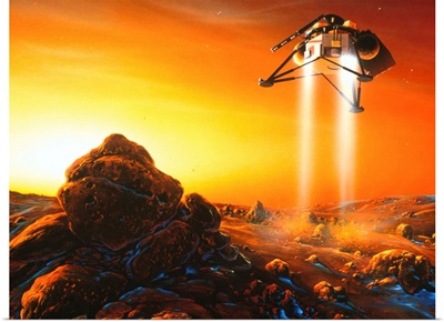 Artwork of Mars Polar Lander descending onto Mars